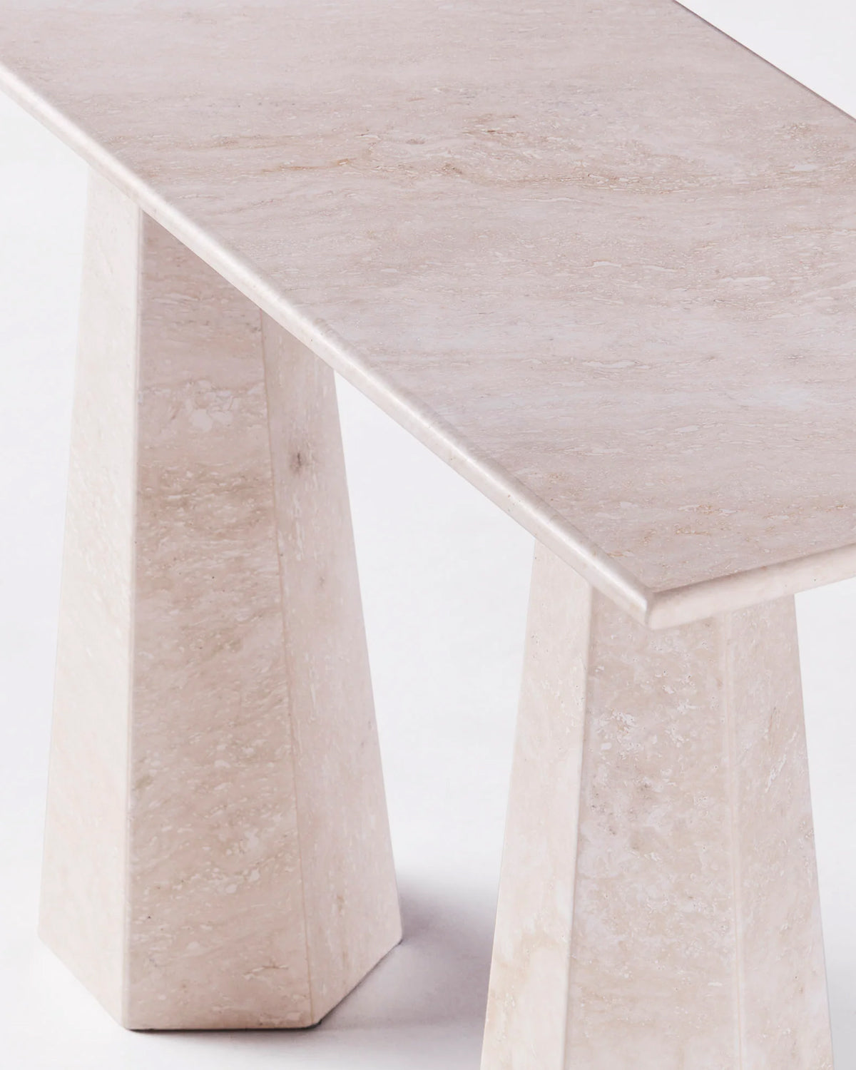 Hexagon Console Table Travertino Bianco