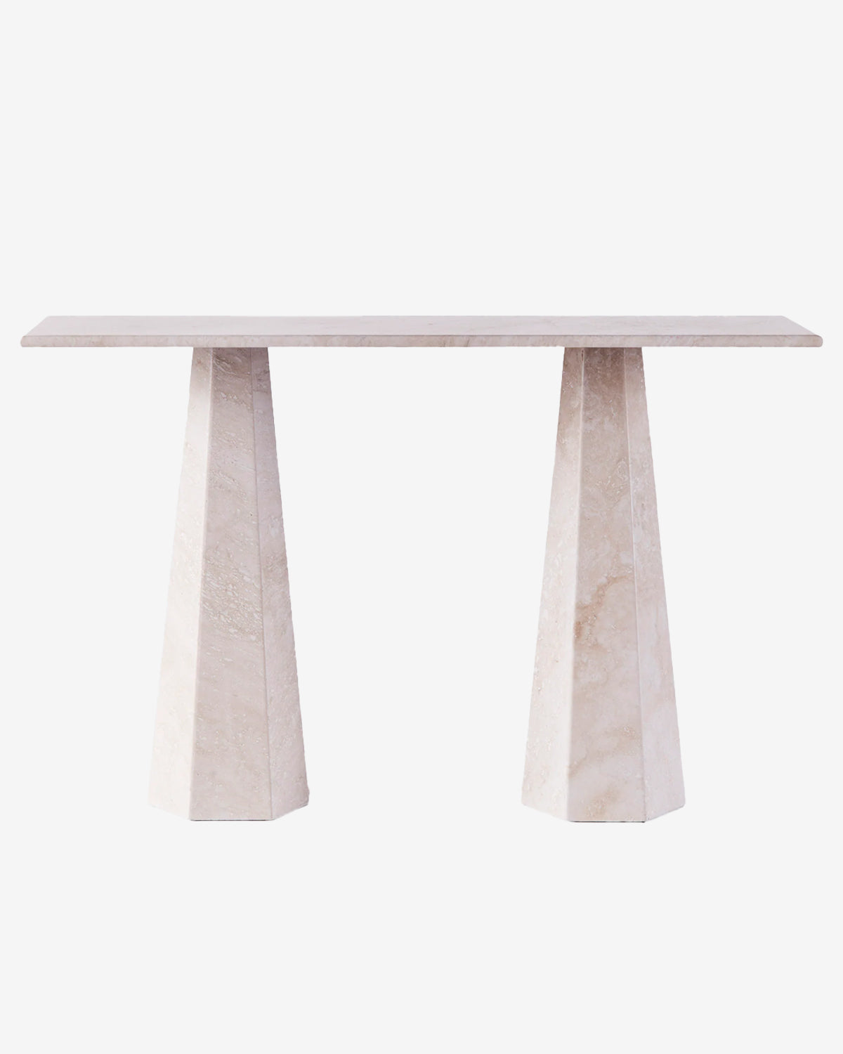 Hexagon Console Table Travertino Bianco